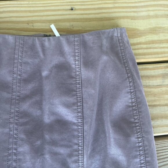 Free People | Mauve Chic Boho Rayon Vegan Leather Biker Mini Skirt 2 - Picture 6 of 12